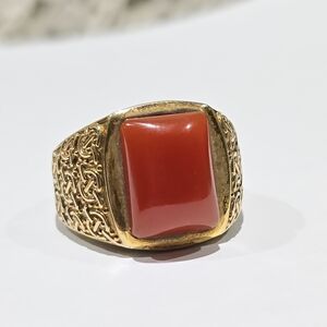 Mens Solid 925 Sterling Silver Carnelian ring